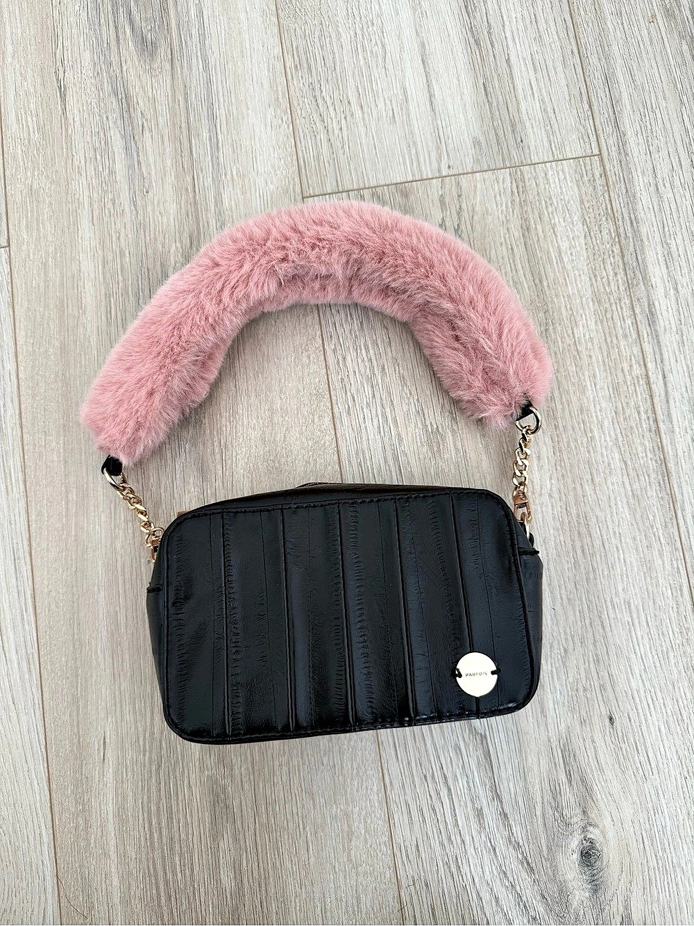 Parfois Faux fur handbag Black & Pink Crossbody